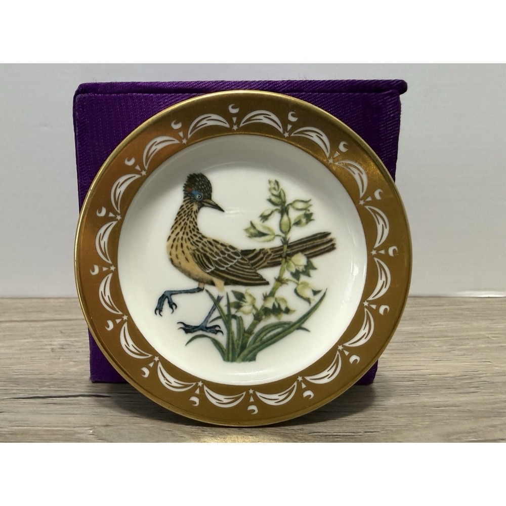 State Birds Flowers Franklin MINI Plate New Mexico Roadrunner Yucca 3"